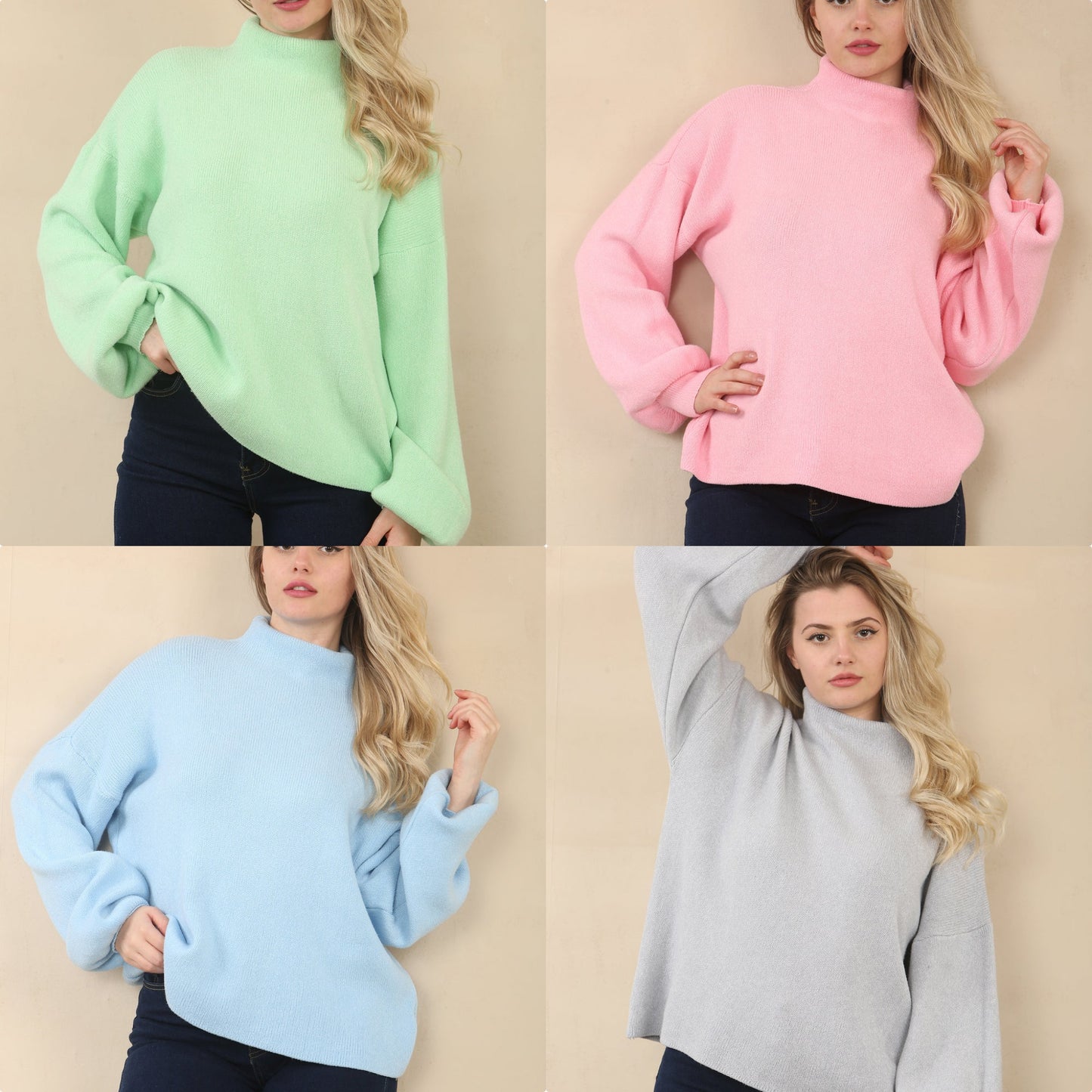 HATTIE High Neck Puff Sleeve Jumper