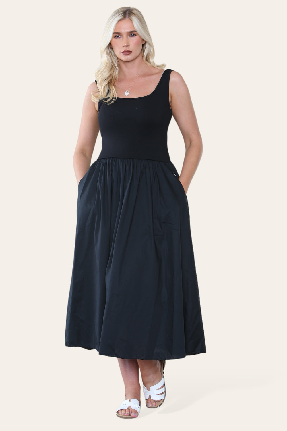 TYLA Ribbed Vest Dress with Pockets