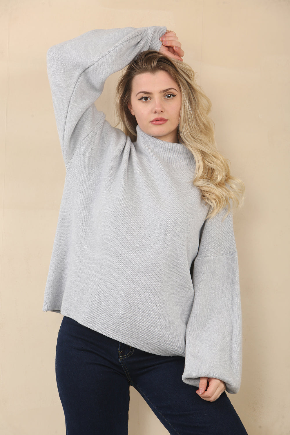 HATTIE High Neck Puff Sleeve Jumper