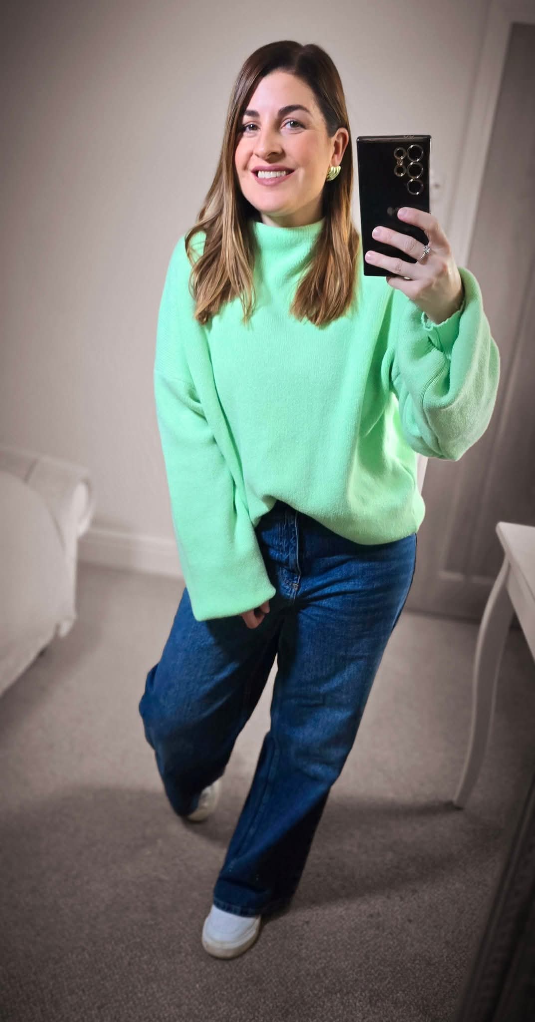 HATTIE High Neck Puff Sleeve Jumper