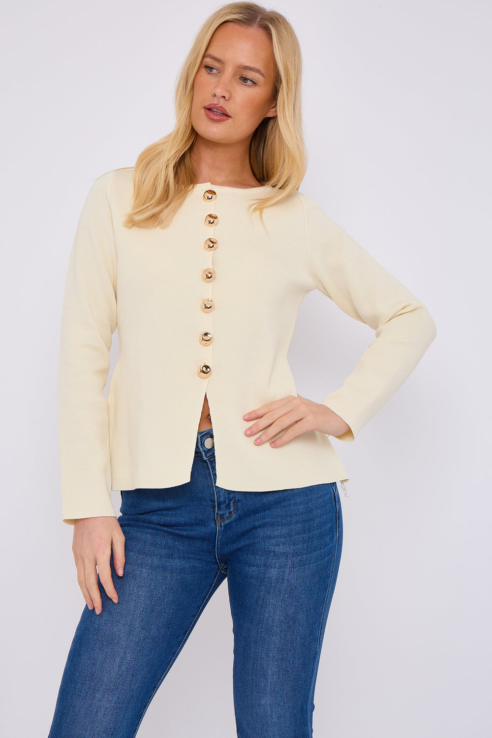 TESSIE Gold Button Jumper