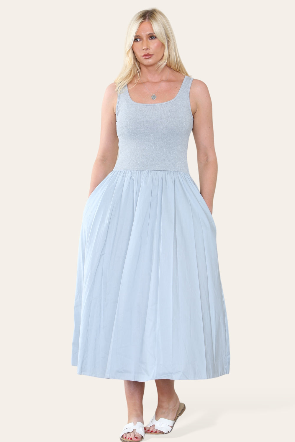 TYLA Ribbed Vest Dress with Pockets