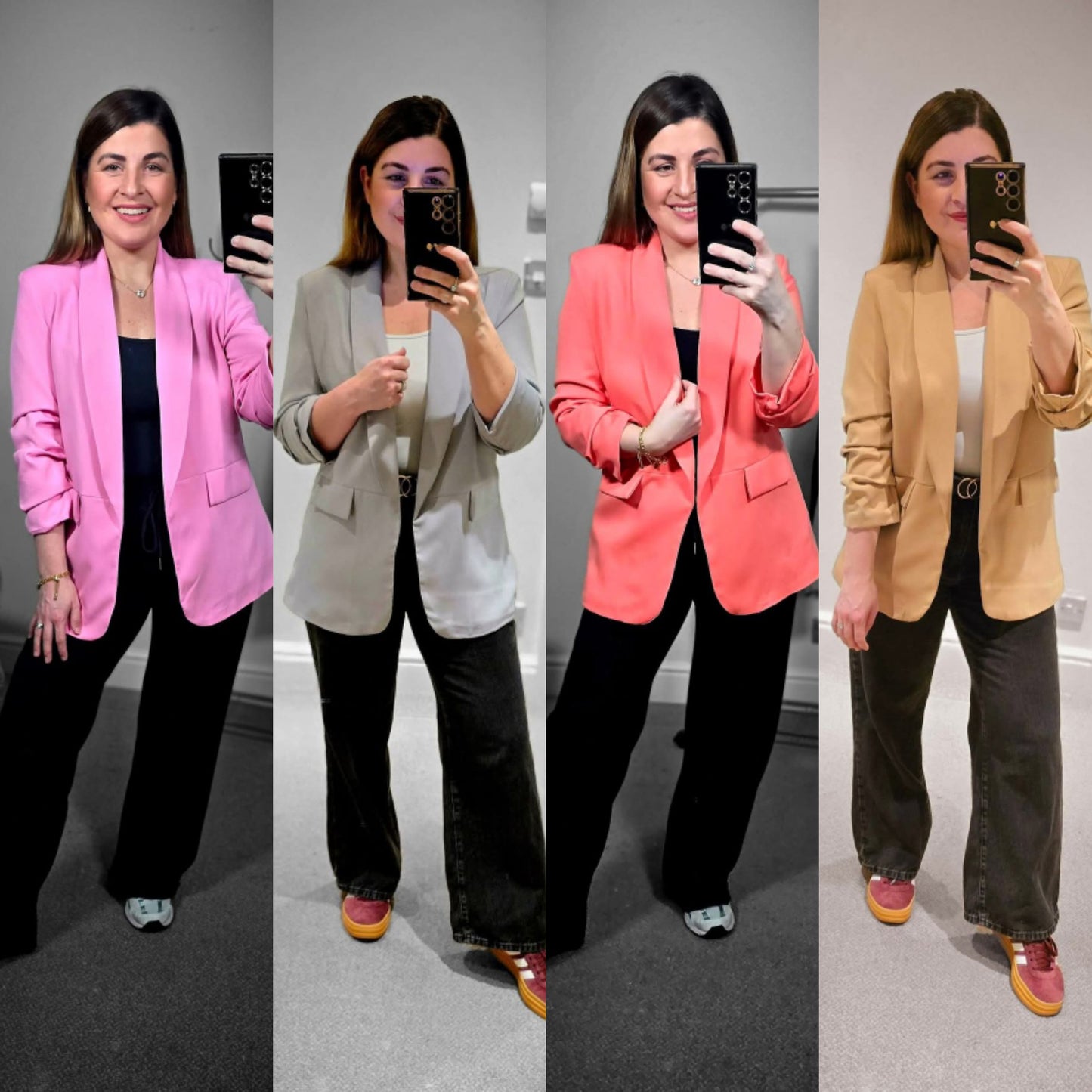 INDIE 3/4 Rouched Sleeve Blazer