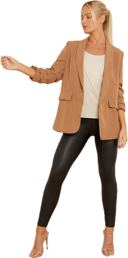 INDIE 3/4 Rouched Sleeve Blazer