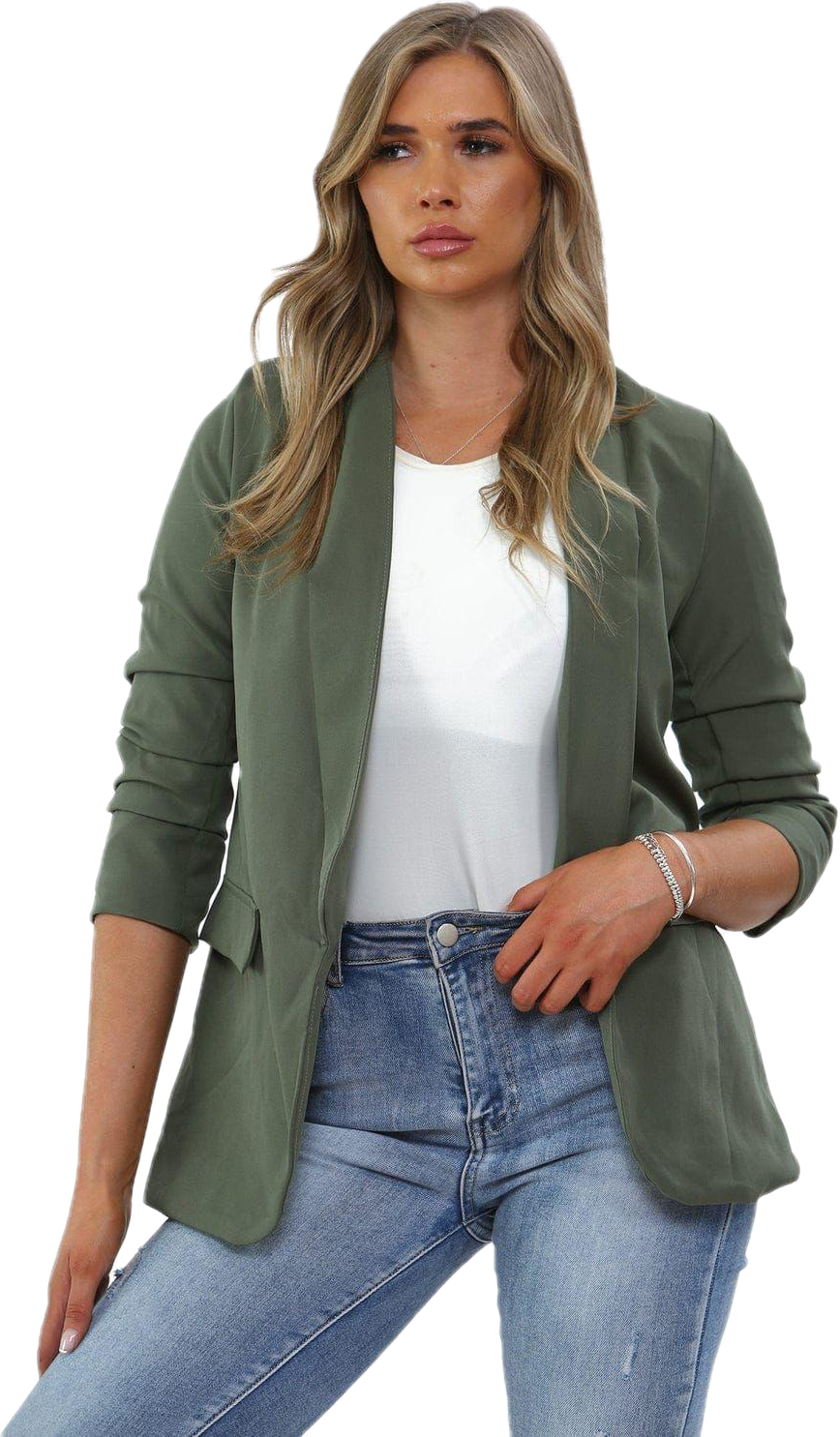 INDIE 3/4 Rouched Sleeve Blazer