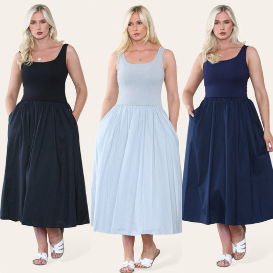 TYLA Ribbed Vest Dress with Pockets