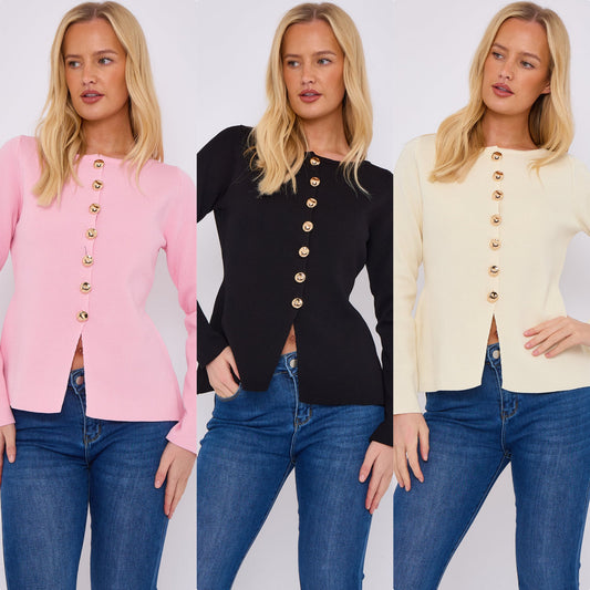 TESSIE Gold Button Jumper
