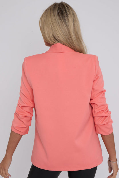 INDIE 3/4 Rouched Sleeve Blazer