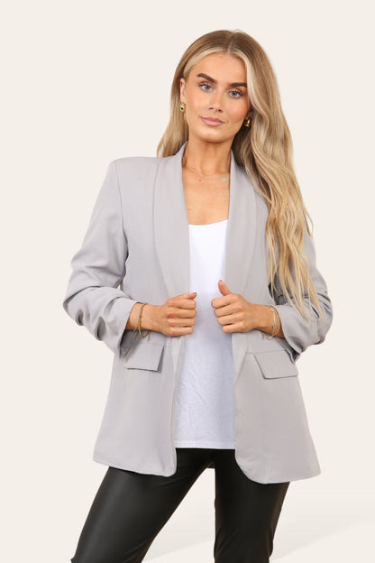 INDIE 3/4 Rouched Sleeve Blazer