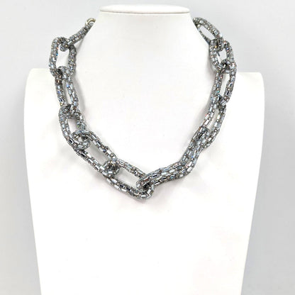 Baguette Crystal Rope-Link Necklace - Silver