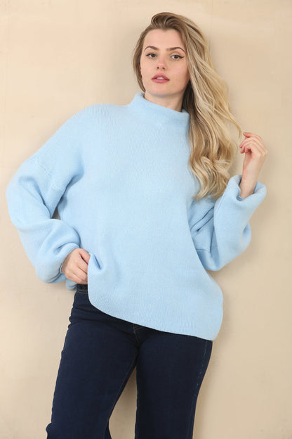 HATTIE High Neck Puff Sleeve Jumper