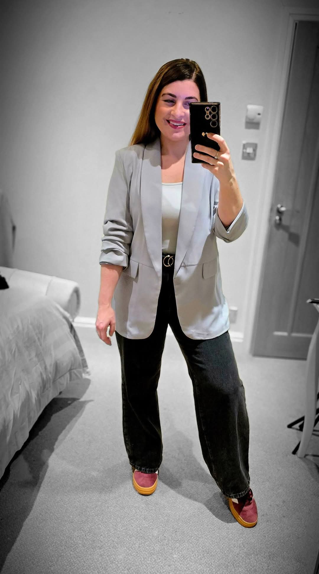 INDIE 3/4 Rouched Sleeve Blazer