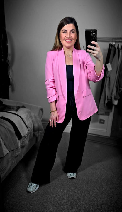 INDIE 3/4 Rouched Sleeve Blazer