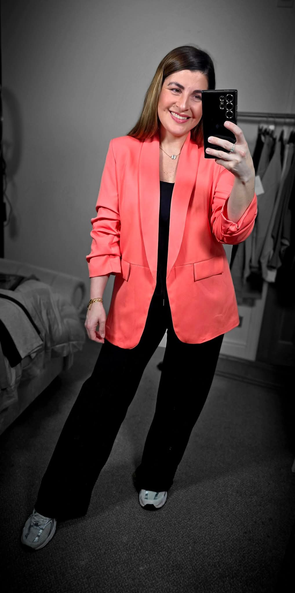 INDIE 3/4 Rouched Sleeve Blazer