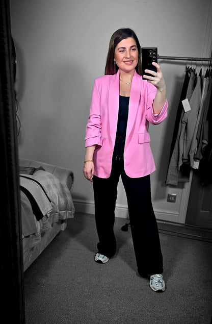 INDIE 3/4 Rouched Sleeve Blazer